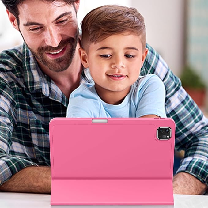 ZryXal New iPad Pro 13 Inch Case (M5) 2025 / (M4) 2024 with Pencil Holder Smart iPad Case [Support Pencil Pro and Pencil (USB-C)] Support Touch ID and Auto Wake/Sleep (Watermelon)