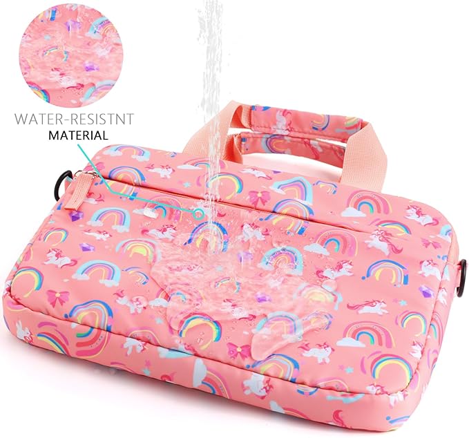 Kids Tablet Bag for Girls Kids Tablet Carrying Case for Fire HD 10 HD 8 Fire 7 Sleeve Bag Kid Kindle Bag iPad Bag for Kid Rainbow Unicorn Pink
