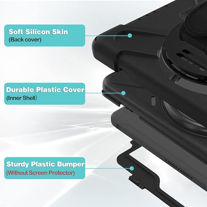ProCase for Galaxy Tab Active5 Pro 2025/Active4 Pro 2022/Active pro 2019 10.1 Inch Case (SM-X350/T630/T638/T540/T547) with S Pen Holder Rugged Heavy Duty Shockproof Rotating Kickstand Cover -Black
