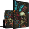 Case for Kindle Paperwhite 12th Generation &amp Kindle Colorsoft Signature Edition 2024 7 inch Lightweight Smart Case Adjustable Stand Protective Cover with Auto Wake/Sleep - Blue Butterfly Skull