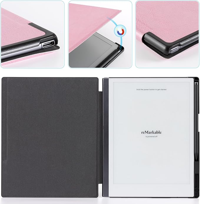 CoBak Case for Remarkable 2 Tablet - Lightweight and Hard Back Shell Protective Book Folio Cover with Built-in Pen Holder - Only for 10.3 2020 Released (Mist Pink)