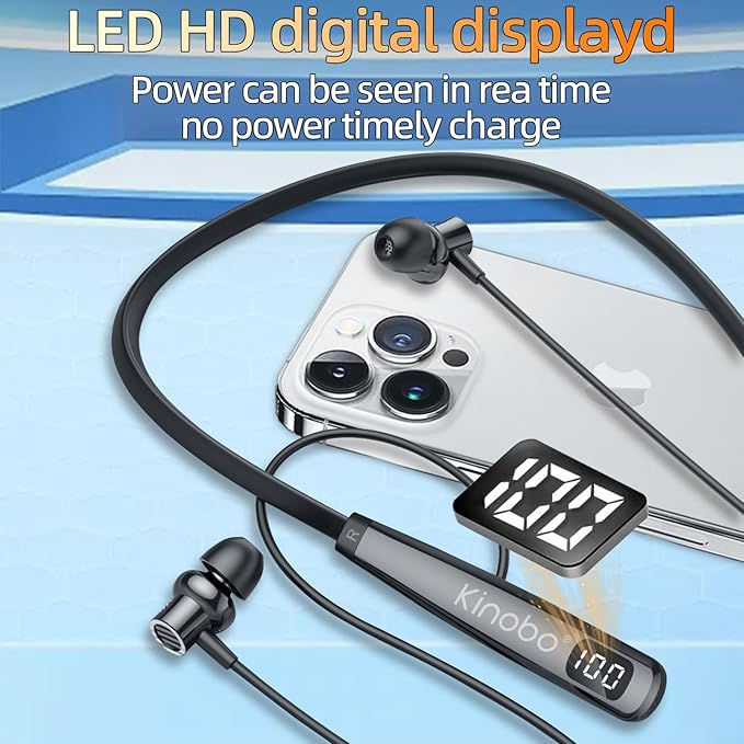Neckband Bluetooth Headphones 6.0 Bluetooth 100 Hours PlaytimeIPX7 Sports Waterproof Earbuds with Microphone Noise Cancelling with HiFi Speakers Multiple Switchable Sound Modes