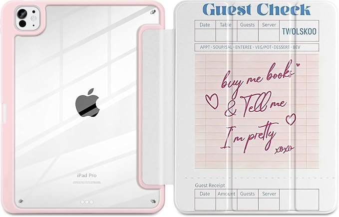 TWOLSKOO Case for iPad Pro 11-inch (M5 2025 / M4 2024) Clear Acrylic Back with TPU Bumper Pencil Holder Trifold Stand Auto Sleep/Wake Guest Check