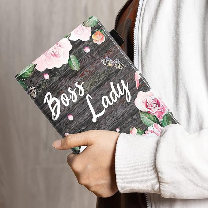 Case for Amazon Kindle Fire HD 10 &amp 10 Plus Tablet 10.1 (13th/11th Generation 2023/2021 Release) - PU Leather Folio Case with Smart Auto Wake/Sleep Floral Quote Boss Lady