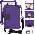 Bumper Case for Fire HD 8/Plus 10th Gen (2020 Only) Techcircle Shockproof Hand Belt Stand Cover Kids EVA Foam Honeycomb Protective Case with Shoulder Strap Handle Light Cover Purple