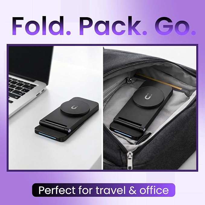 Magnetic Wireless Charger Stand 3-in-1 Foldable Wireless Charging Station with 20W Adapter Travel Charging Stand for Phone Earbuds &amp Watch Compact Multi-Device Charger