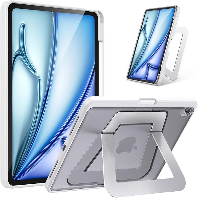 Case for iPad Air 11 inch M4/M3/M2(2026/2025/2024) iPad Air 4/5th Generation Dual Multi-Angle Adjustable Kickstand Full Protective Case with Built-in Pencil Holder (White iPad Air 11 inch)