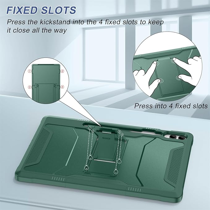 Soke Case for Samsung Galaxy Tab S9 Plus/S9 FE+ 2023 with Built-in Screen Protector &amp Kickstand Rugged Full Body Protective Cover for Galaxy Tablet 12.4 InchMidnight Green