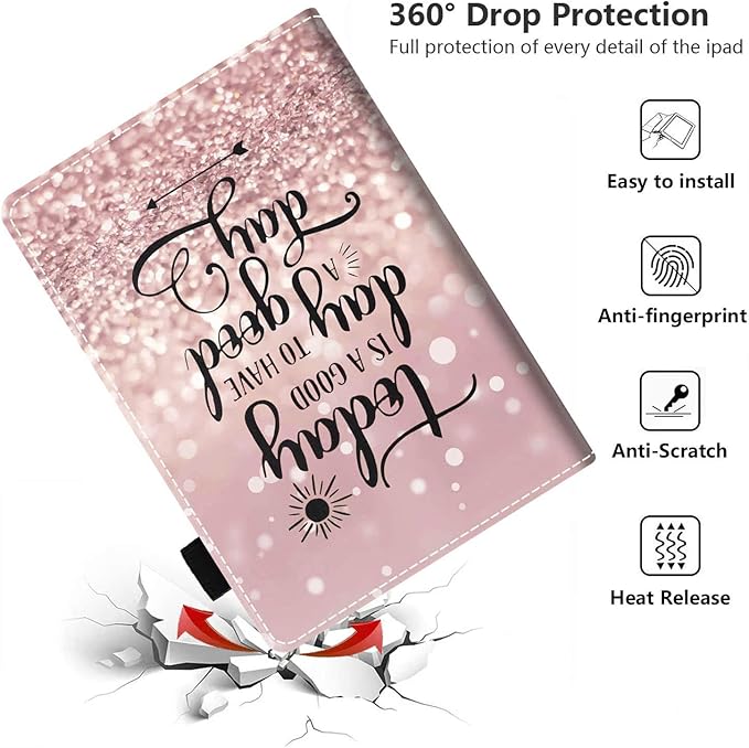 Case for Amazon Fire HD 10 &amp 10 Plus Tablet 10.1 (13th/11th Gen 2023/2021 Release) - PU Leather Folio Case with Smart Auto Wake/Sleep Today is a Good Day to Have a Good Day Inspirational Quote