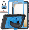 Case for Samsung Galaxy Tab A9 Case 8.7 Inch 2023 with 360 Rotating Hand Strap &amp Shoulder StrapProtective Case for Galaxy Tab A9 8.7 Tablet SM-X110/X115/X117 (Black+Sky Blue)