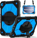 Case for Samsung Galaxy Tab A9+ 11 Inch 2023 (X210/X216/X218) Heavy Duty Shockproof Rugged 360 Rotating Hand Strap Protective Case for Galaxy Tab A9 Plus Tablet Black+Blue
