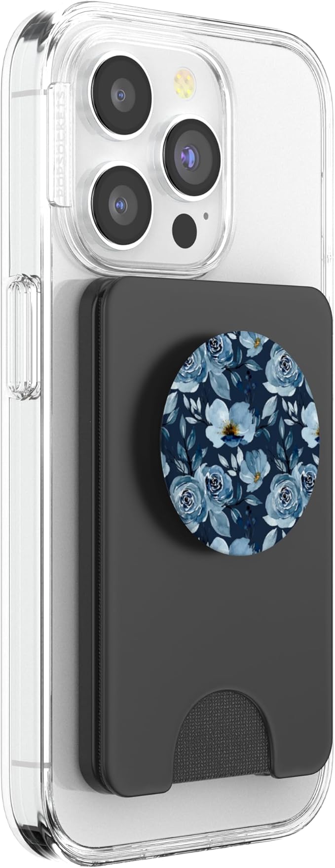 Blue Watercolor Flower Pattern PopSockets PopWallet for MagSafe