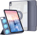 Hybrid Case for iPad A16 11th/10th Generation 2025/2022 (11/10.9) with Clasp Magnetic Detachable Trifold Stand Portrait/Landscape Angle Clear Protective Case Auto Wake/Sleep Purple