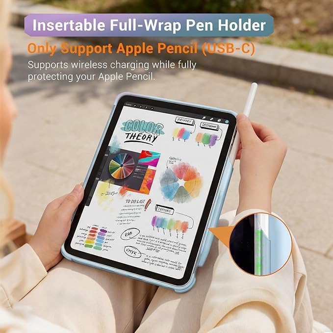 CoBak Case for iPad (A16) 11th Generation 11 Inch 2025 iPad 10th Generation 10.9 Inch 2022 - Protective Cover with Apple Pencil (USB-C) Holder Multi-Angle Portrait Stand Auto Wake/Sleep