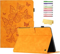 Case for Amazon Kindle Fire HD 8 &amp Fire HD 8 Plus (12th/10th Gen 2024/2022/2020) 8 with Stand/Pencil Holder [Auto Sleep/Wake] UUcovers Embossed Magneic Smart Folio Cover Yellow Butterfly