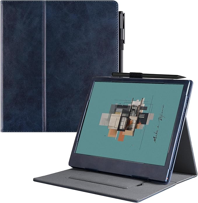 BOZHUORUI Case for 10.3 Boox Note Air 5 C/Air 4 C/Air 3 C/Air 3 B/W Tablet ePaperMultiple Viewing Angles Stand CoverPU Leather Folio Smart Protective Cover with Hand Strap Dark Blue