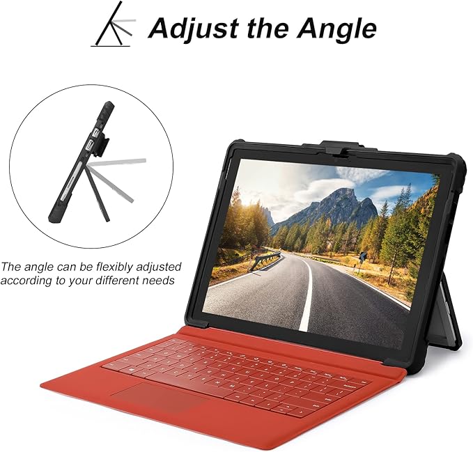 MOSISO Case Compatible with Surface Pro 7 Plus/Pro 7/6/5/4/LTE Heavy Duty Rugged Hard Shell Cover with Shoulder Strap &amp Hand Strap Compatible with Type Cover Keyboard Black