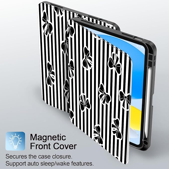 Black White Striped-Black Little Bows