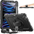 Timecity Case for iPad Pro 11 inch 1st 2nd 3rd 4th Generation 2018/2020/2021/2022 (NOT for 2024) Heavy Duty Rugged Protective Case with Screen ProtectorPencil HolderRotating Stand&ampHandle-Bla