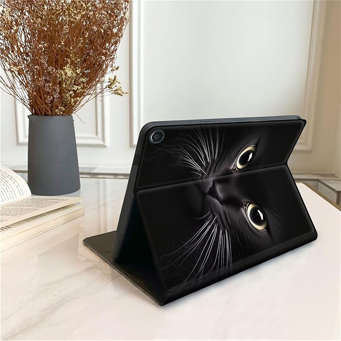 Tablet Case for All-New Amazon Kindle Fire HD 10 Tablet (13th Generation 2023 Release) - Auto Wake/Sleep Shockproof Full Body Rugged Cover Soft TPU Smart Stand Case Big Cat Eyes