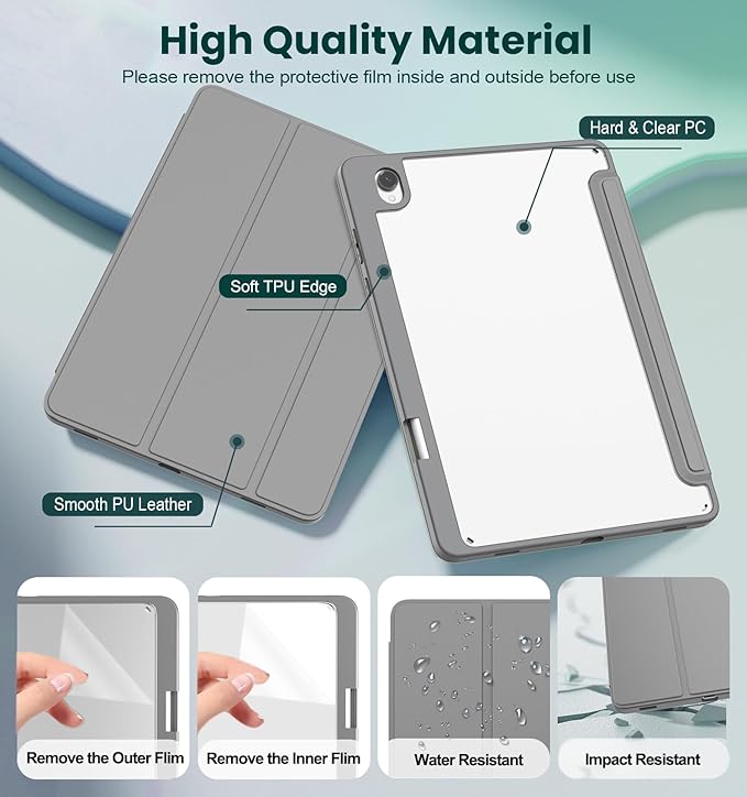 for Samsung Galaxy Tab S11 Tablet CaseMagnetic Split Acrylic Case– with Pen SlotPU Leather Material Detachable StandSlim Protective Cover for S11Shockproof &amp Scratch-ResistantLightweight[Gra