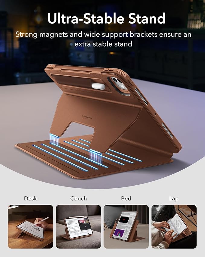 ESR for iPad Pro 13 Inch Case (M5/M4) 2025/2024 Rotating Case with Removable Magnetic Cover Adjustable Portrait/Landscape Stand 9 Standing Angles Shift Series Brown