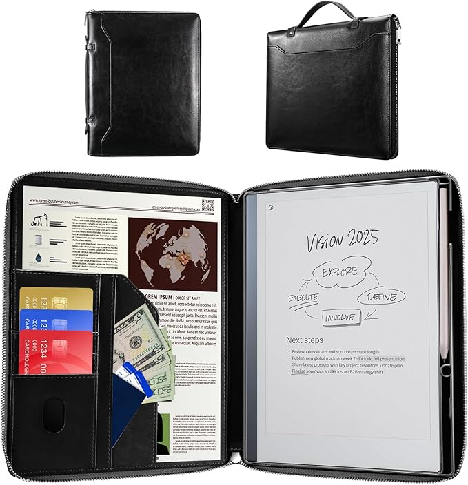 E NET-CASE Case for Remarkable 2 Tablet 10.3 inch (2020 Released) - Business Handheld Design Upgraded PU Leather Cover for Remarkable 2 Digital Paper with Zipper &amp Pen Holder (Black)