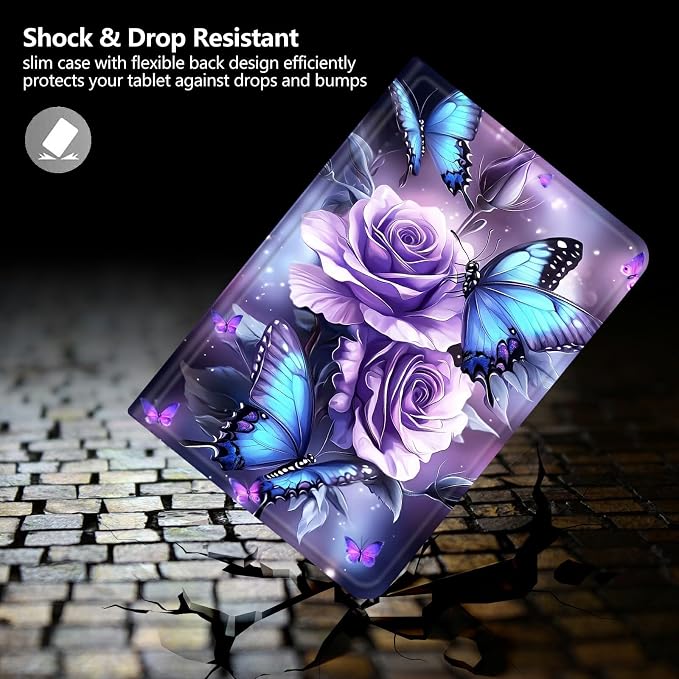 Purple Roses Blue Butterflies