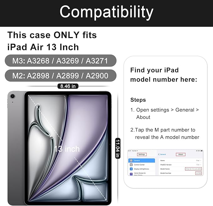 Soke Case for iPad Air 13-Inch M4 2026 M3 2025 &amp M2 2024with Built-in Screen Protector and Kickstand Rugged Full-Body Heavy Duty Protective Cover for Apple iPad Air 13 - Violet