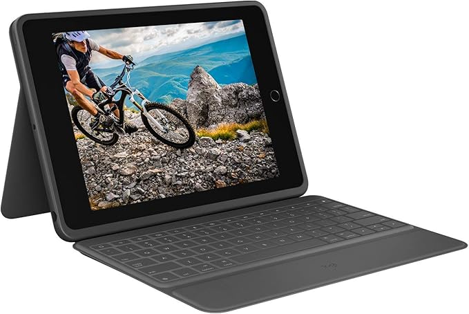 Logitech Rugged Folio - iPad (7th 8th &amp 9th Generation) Protective Keyboard Case with Smart Connector and Durable Spill-Proof Keyboard Black 7.4 x 0.9 x 10.2