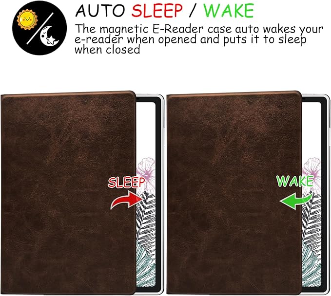 Magnetic Stand Case for 10.95'' XPPen Magic Note Pad (2025 Released) Ultra-Thin Lightweight Premium PU Leather Cover with Magnetic Pen Buckle Auto Sleep/Wake (Cowhide Brown)