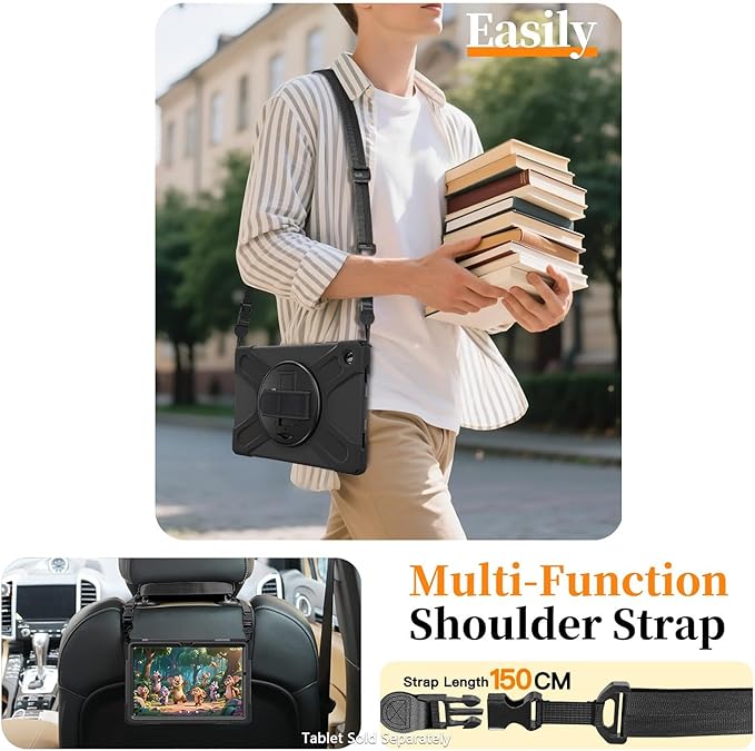 Sahara - Compatible with Galaxy Tab A11+ Case | Heavy Duty Design | Hand Strap &amp Shoulder Strap | Raider-X Series