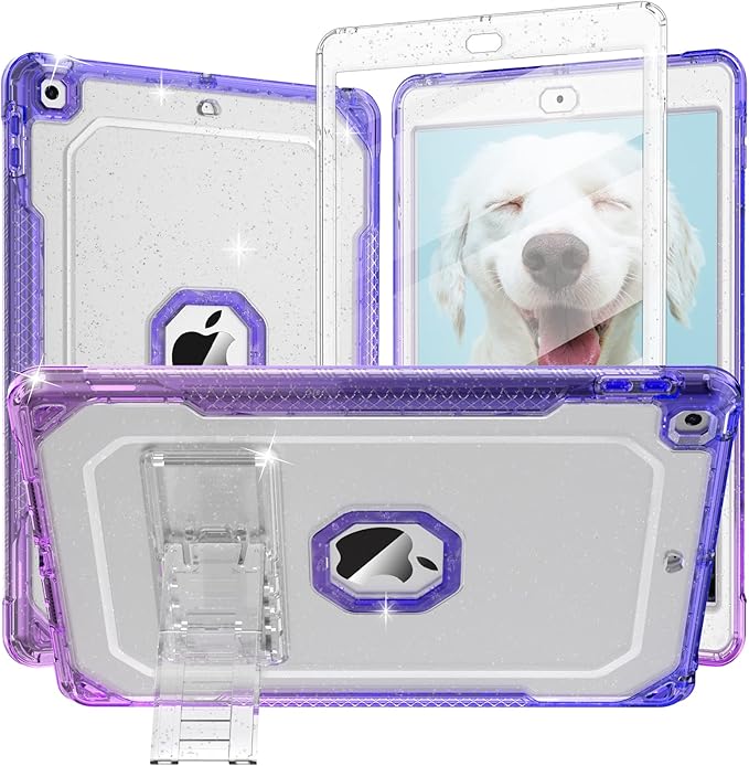 Case for iPad Air 2 Case for iPad 6th/5th Generation 2018/2017 for Apple iPad 9.7 inch with Screen Protector/StandClear Glitter Full-Body Coverage Slim Cover for Girls Women (Blue+Purple)
