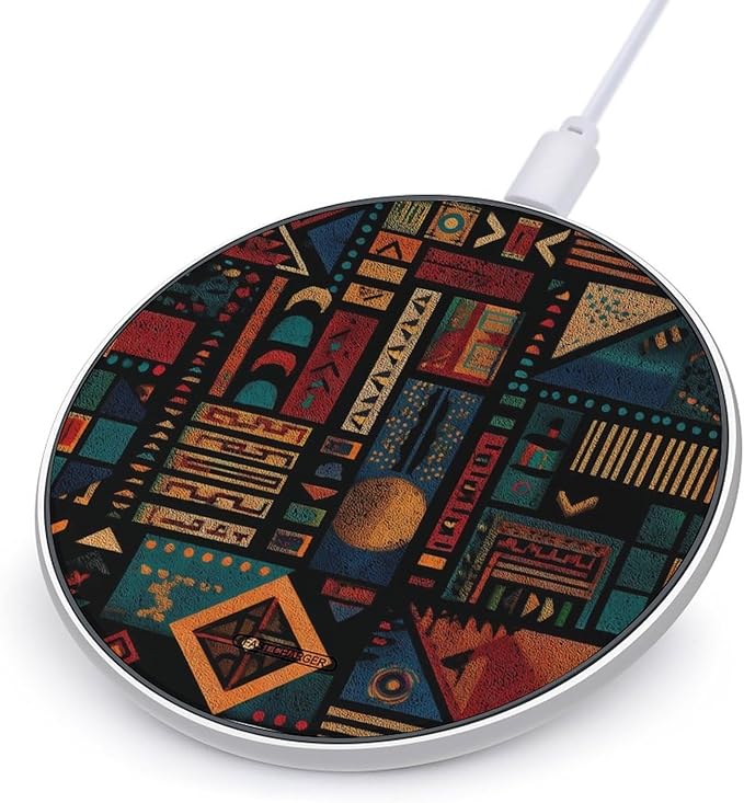 Colorful Egyptian Traditional Symbols Fast Portable Charger 10W Funny Graphic Phone Charging Pad with USB Cable