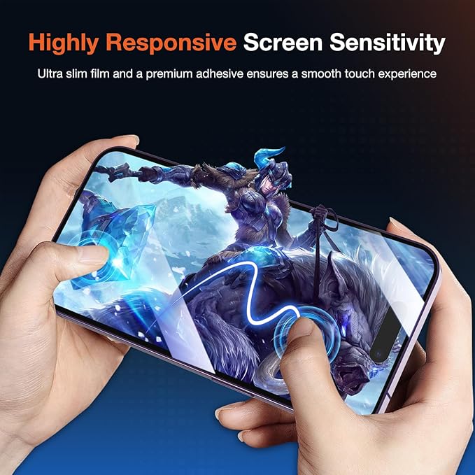 2 Pack HD Clear Screen Protector for iPhone 14 Pro Max 9H+ Tempered Glass Anti-Scratch Film Easy Installation Auto Alignment Dust Removal Military-Grade Protection Bubble-Free