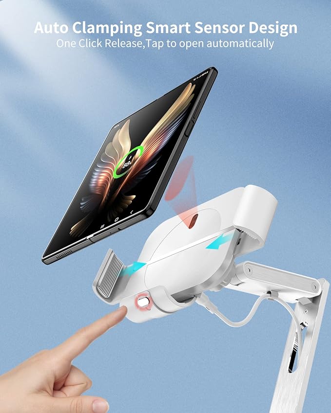 2 in 1 Charging Station for Z Fold 6/5/4/3/2 Aluminium Alloy 3 Coils Fast Wireless Charger Stand for Samsung Galaxy Buds Pro/Buds Live (with 20W Adapter)