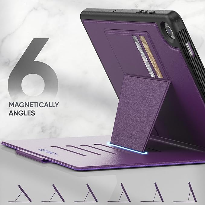 SEYMAC stock Case for Samsung Galaxy Tab A9+ Plus 11'' Auto Sleep/Wake Case with Magnetic Multi-Angles Stand Card Slot for Galaxy Tab A9+/ A9 Plus 11'' SM-X210/X216/X218 (Purple)