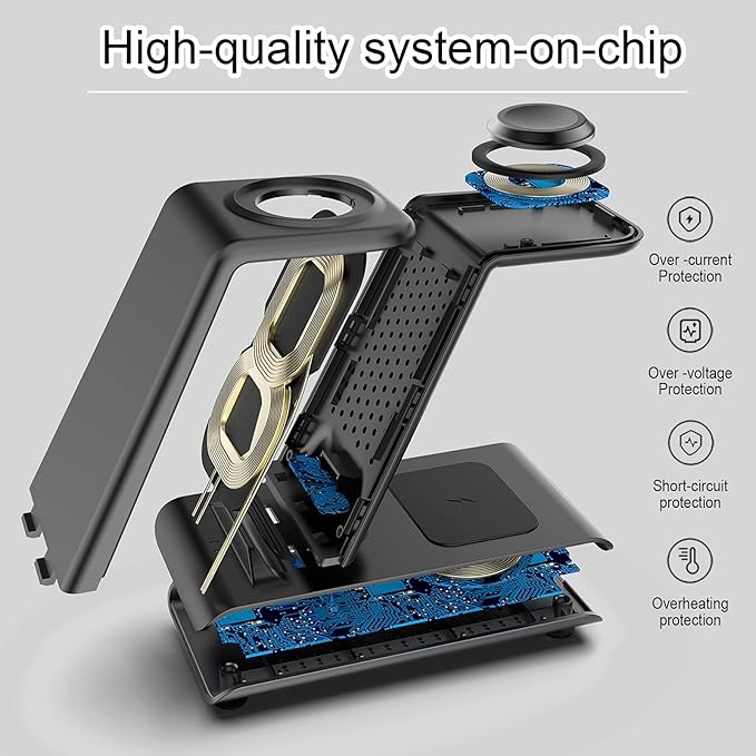 Foldable Wireless Charger Compatible for Samsung3 in 1 Charging Station for Galaxy Watch 7/Ultra/FE/6/5Galaxy S25/Ultra/S24/Z Flip 6/5/Fold 6/5Galaxy Buds 3/2/Pro Charger