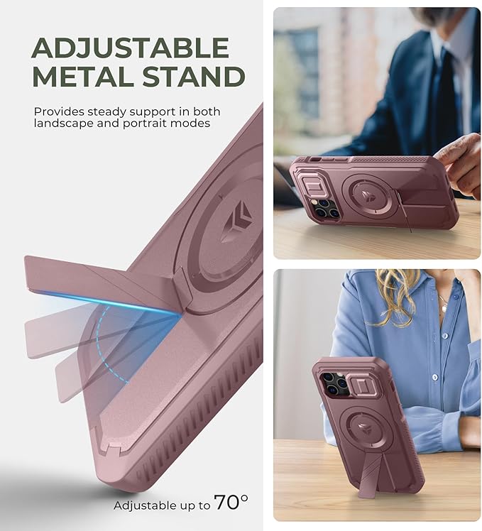 Dexnor for iPhone 12 &amp iPhone 12 Pro Case with Slide Camera Cover &amp Adjustable Kickstand &ampBuilt-in Screen ProtectorMagsafe Rugged Shockproof Bumper Cases Heavy-Duty Protective CoverPeony