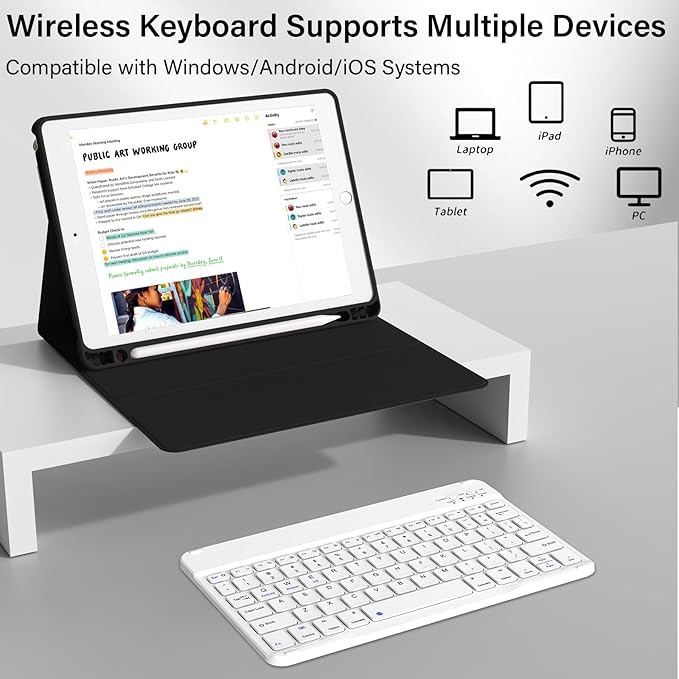 kenke for iPad 6/5th Generation Case with Keyboard 9.7 Inch 2018/2017 iPad Air 2/1 Detachable Wireless Bluetooth iPad Keyboard Case with Built-in Left Side Pencil Holder Auto Wake/Sleep (Black)