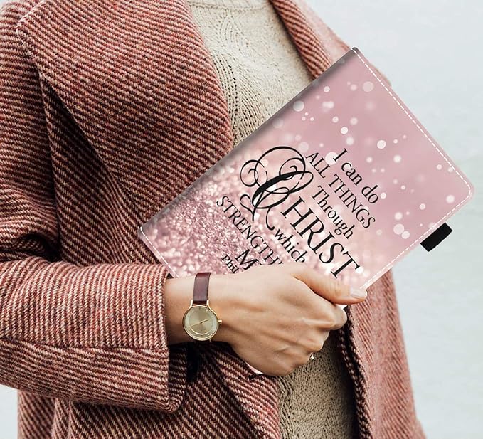 Case for All-New Kindle Fire HD 10/Fire HD 10 Plus Tablet 10.1 inch (11th Generation 2021 Released) - Glitter Quote Bible Verse Phil 4-13 Design Slim PU Leather Cover with Auto Sleep Wake