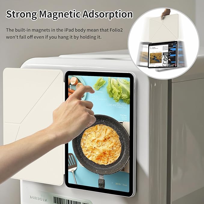 for iPad A16 Case iPad 11th/10th Generation Case (2025/2022) Removable Magnetic Cover Ultra Slim Shockproof Adjustable Portrait/Landscape Stand with Raised Screen View Auto Sleep/Wake White
