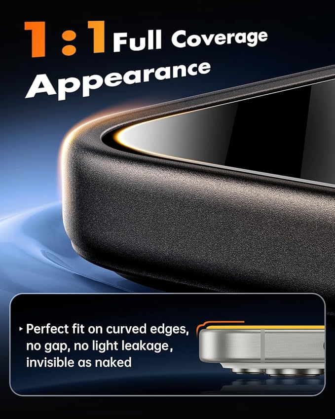 UNBREAKcable Privacy Screen Protector for iPhone 15 Pro 3 Pack Full Coverage Tempered Glass [28° Anti-Spy] [9H Hardness] [Easy Installation Box] Shatterproof Private Screen Guard