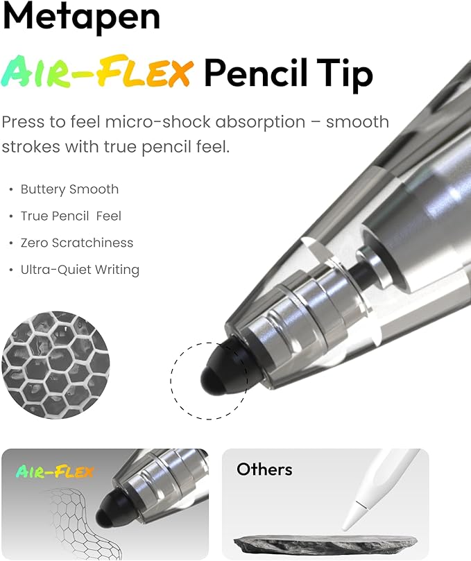 Metapen Pencil Air8 Pro X for iPad 2018-2026 Ultra-Quiet 2X Fast Charging Palm Rejection Stylus Pen for iPad a16/11/10/9/8/7/6th Gen Pro 12.9/11/13-inch M4 Air 3/4/5/M2/M3/M4 Mini 5/6th