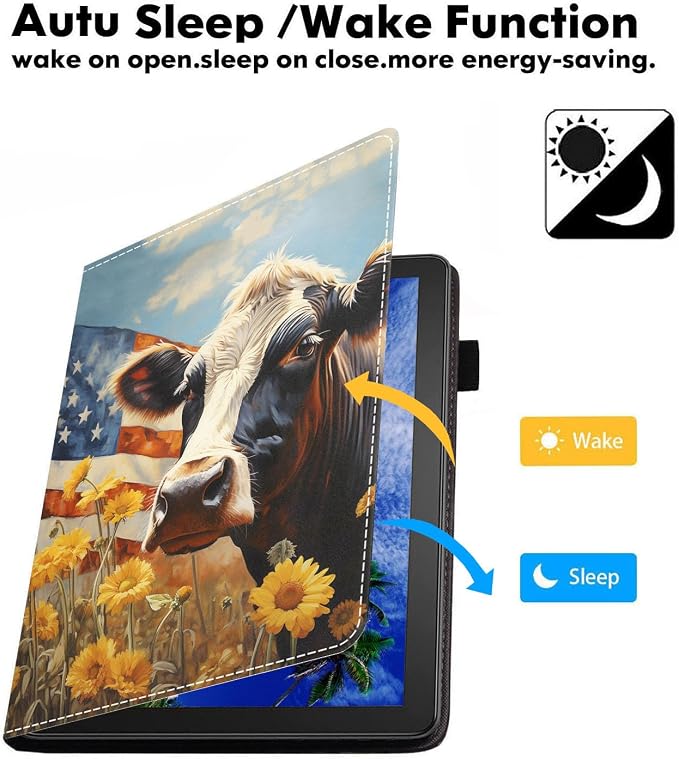 American Flag Cow and Sunflower