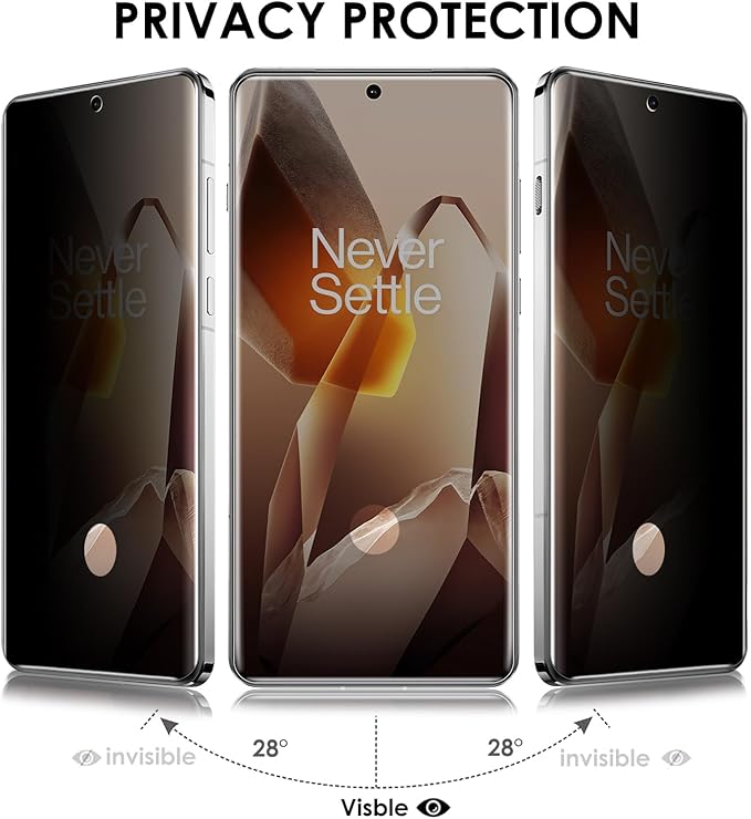 Privacy Screen Protector for OnePlus 13-3 Pack Tempered Glass UV Set Anti Spy 9H Scratch Resistant Sensitive Touch Edge to Edge Full Coverage