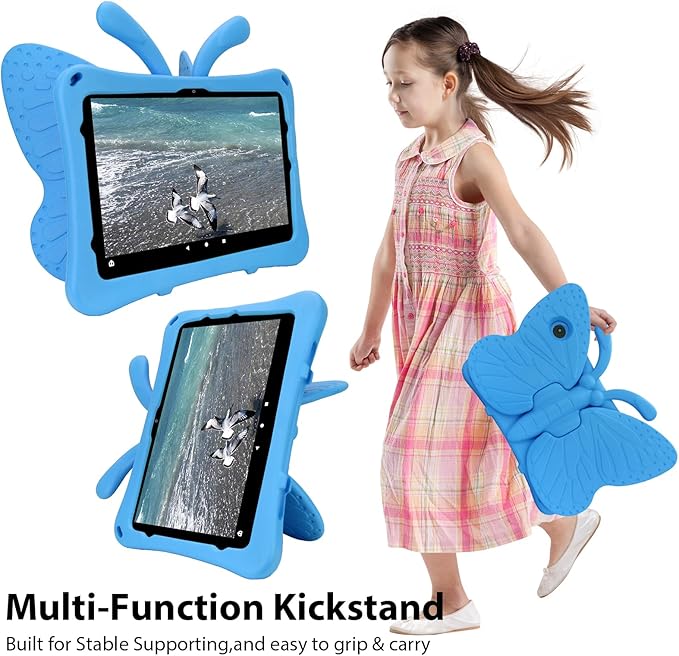 Dteck Fire HD 10 Tablet Kids Case (2021/2023 Release 11/13th Generation)3D Cute Butterfly Case for Kids Lightweight Stand Shockproof Rugged Heavy Duty Fire HD 10 Kids Pro Tablet Cover for GirlsBlue