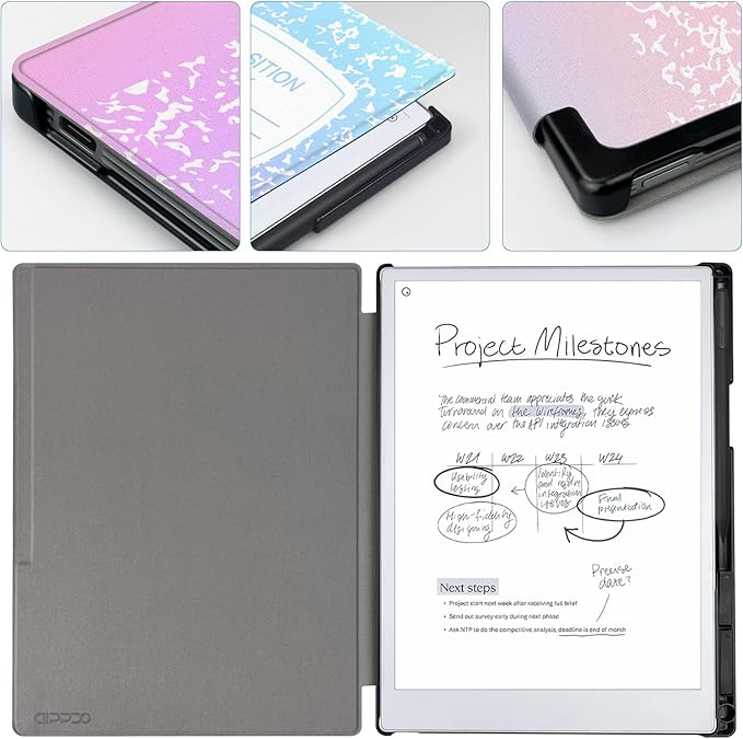 Case for Remarkable Paper Pro Tablet 11.8 (Released in 2024) Hard Back Shell Protective Book Folio Cover with Built-in Pen Holder with Auto Sleep/Wake Function.