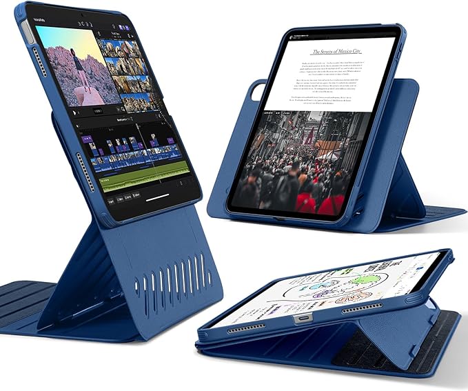 ESR for iPad A16 Case iPad 11th/10th Generation Case (2025/2022) Removable Magnetic Cover Adjustable Portrait/Landscape Stand with Raised Screen View 9 Standing Angles Blue