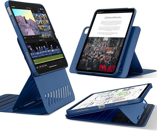 ESR for iPad A16 Case iPad 11th/10th Generation Case (2025/2022) Removable Magnetic Cover Adjustable Portrait/Landscape Stand with Raised Screen View 9 Standing Angles Blue